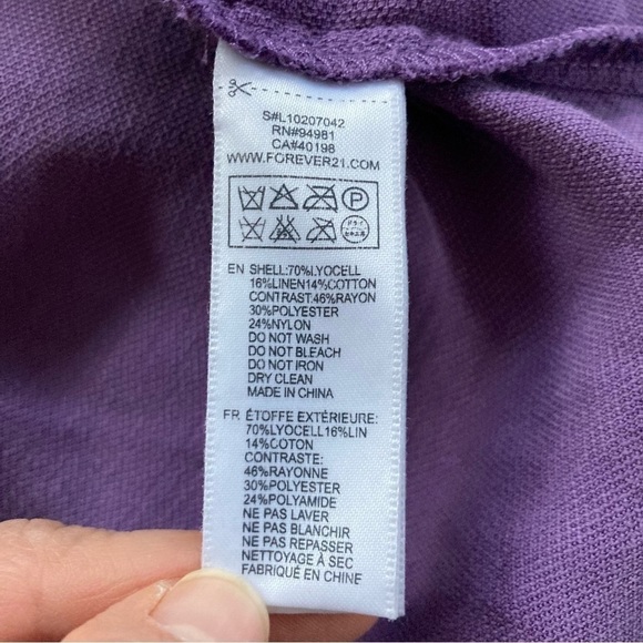 COPY - Forever 21, Love 21 purple flowy open front linen blend jacket. Size M. - Picture 6 of 7